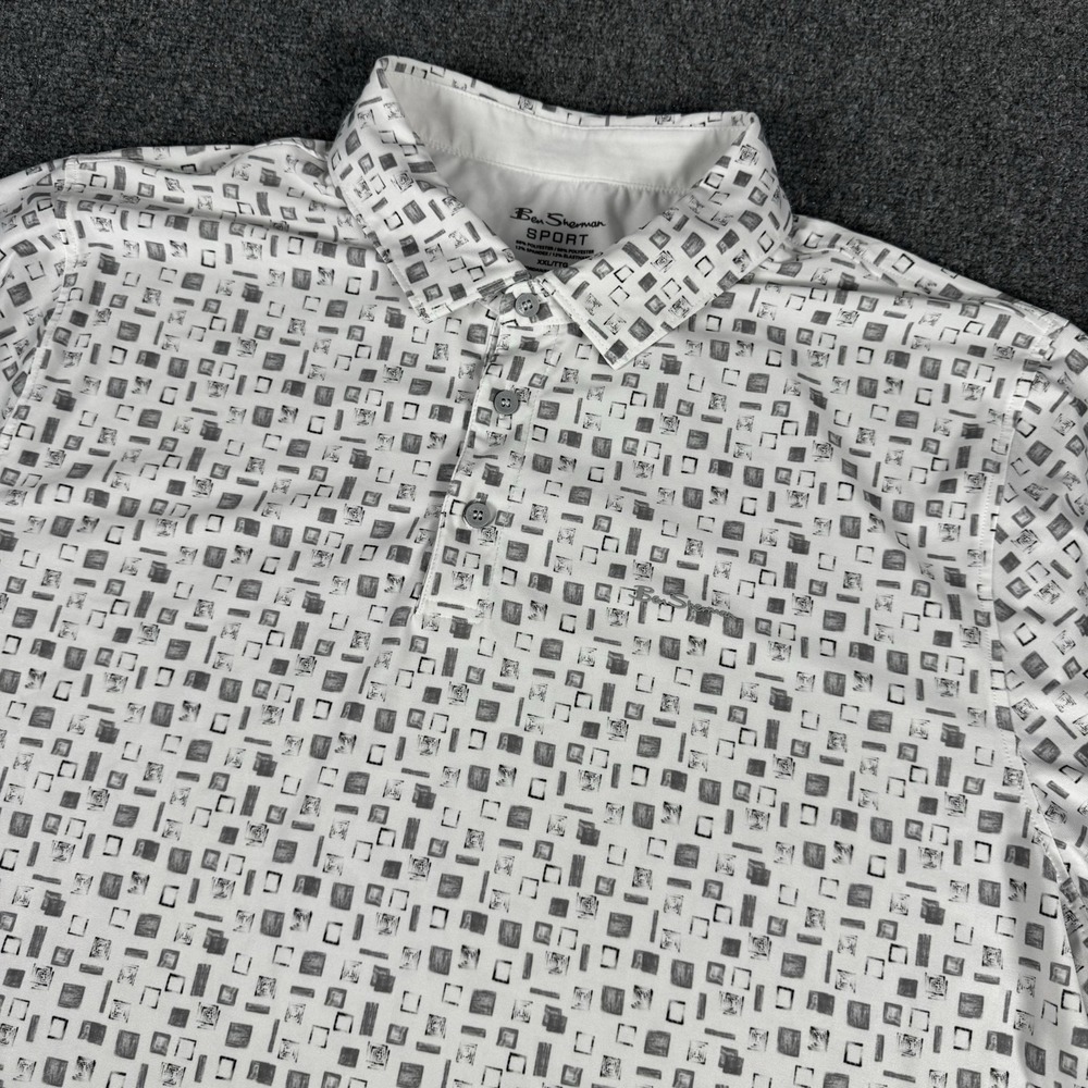 Ben Sherman Sport Men's‎ XXL Geometric Short Sleeve Polo Shirt Collared Golf